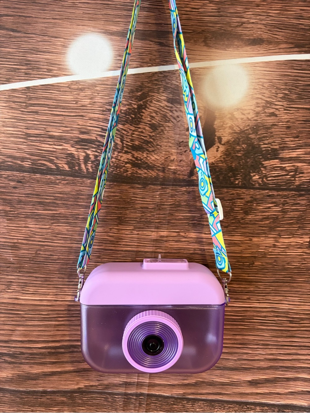 Purple Portable canteen - water bottle Camera design with Colorful Strap